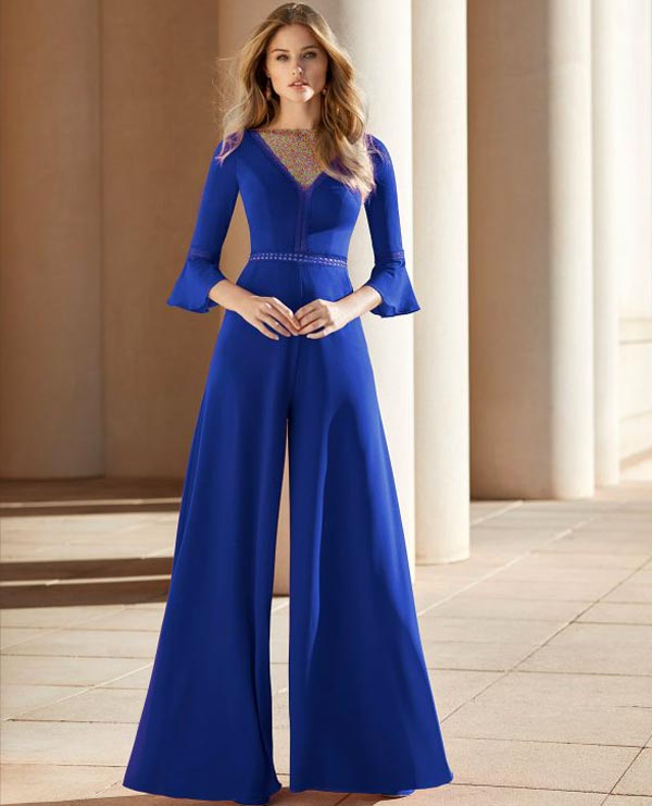 لباس مجلسی آبی کاربنی با شلوار
