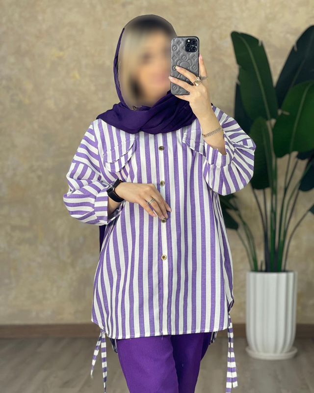 مدل مانتو اسپرت دخترانه با پارچه راه راه