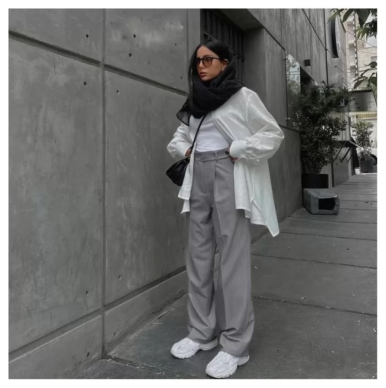 مانتو سفید و خاکستری