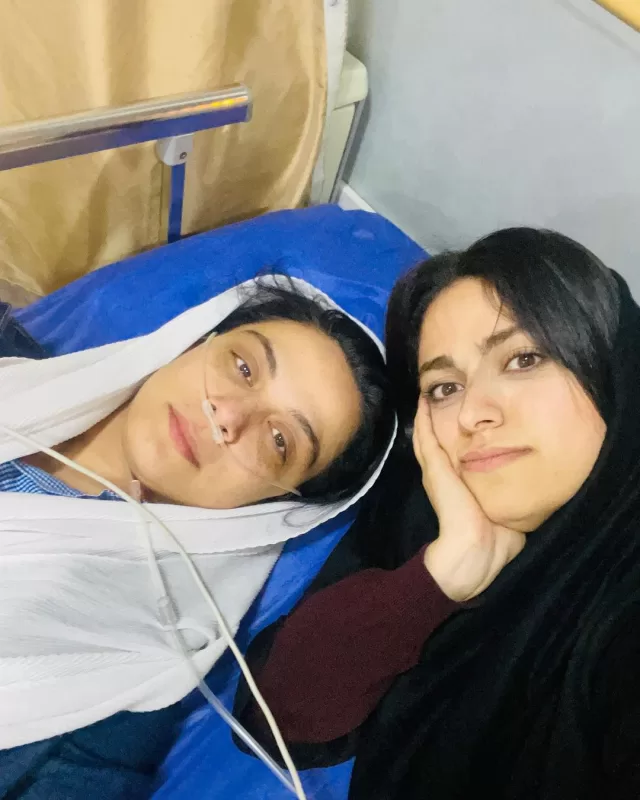 تصویری تلخ از خانم بازیگر بعد از حادثه قمه کشی!