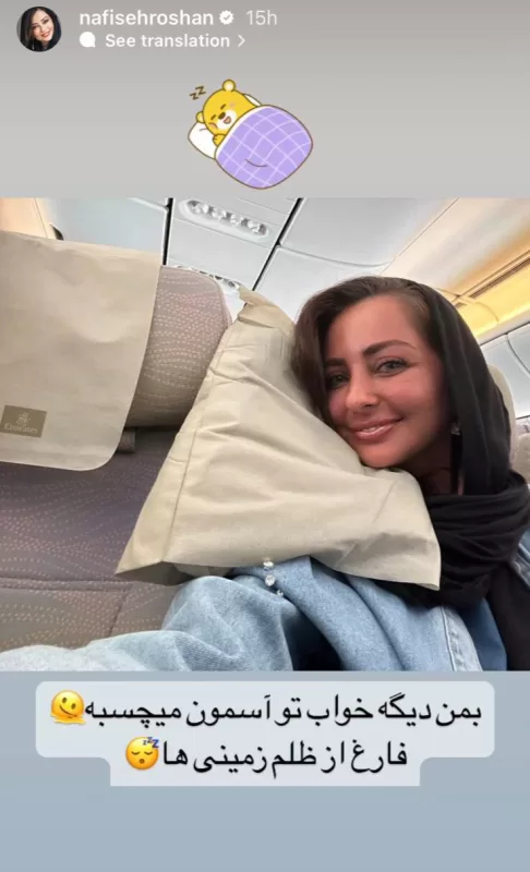 استوری کنایهآمیز نفیسه روشن در هواپیما