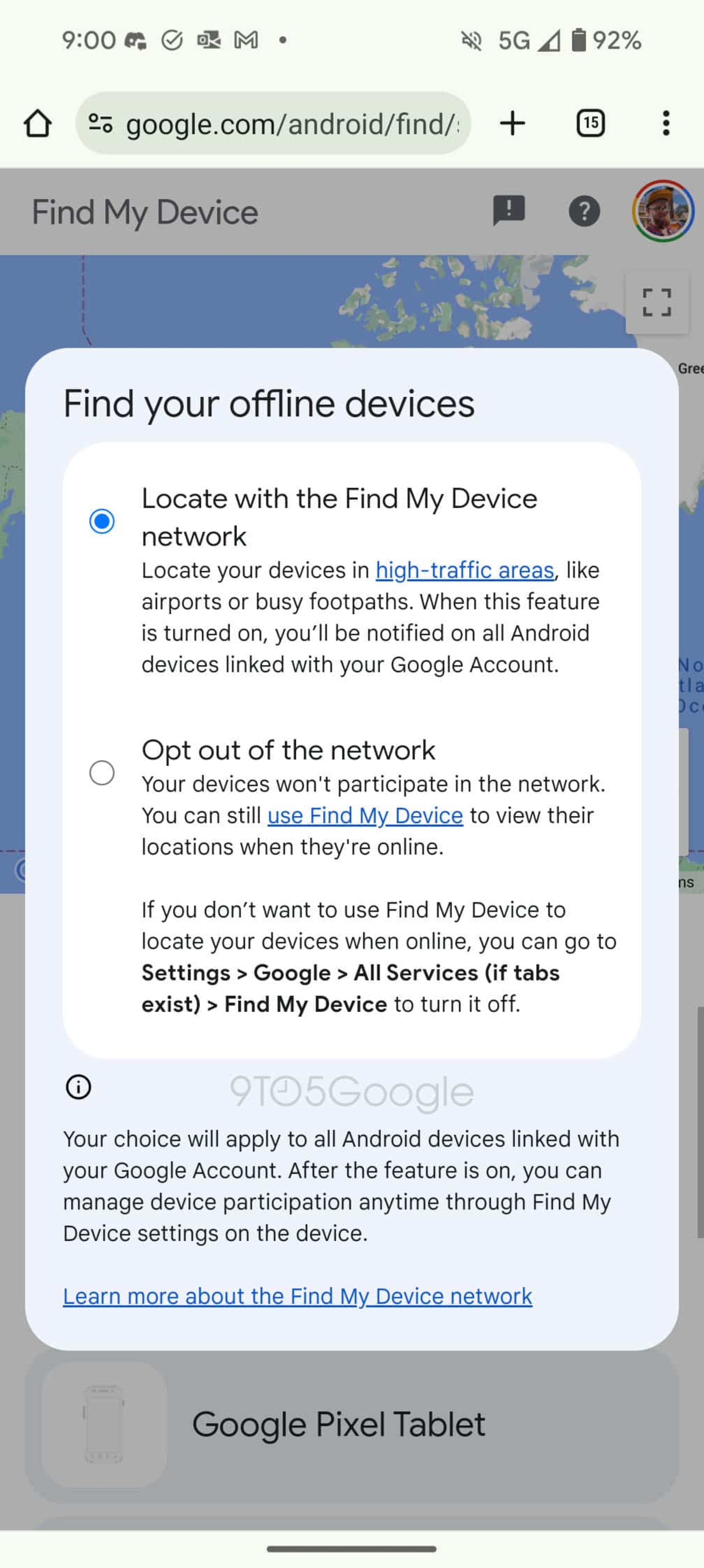تنظیمات تحت وب Find My Device گوگل